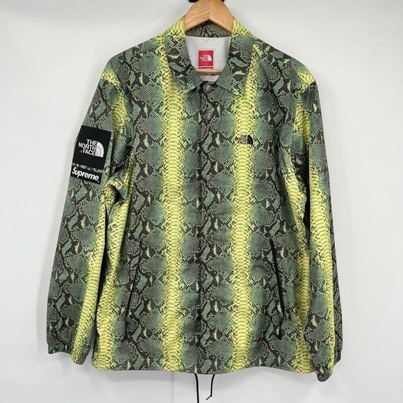 Supreme x The North Face Snakeskin Green Taped Seam Coaches Jacket Mens Large - Picture 1 of 11